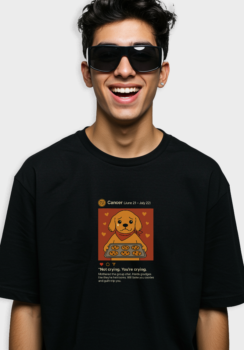 Cancer Mood Unisex Oversized T-Shirt – Zodiac Meme Tee