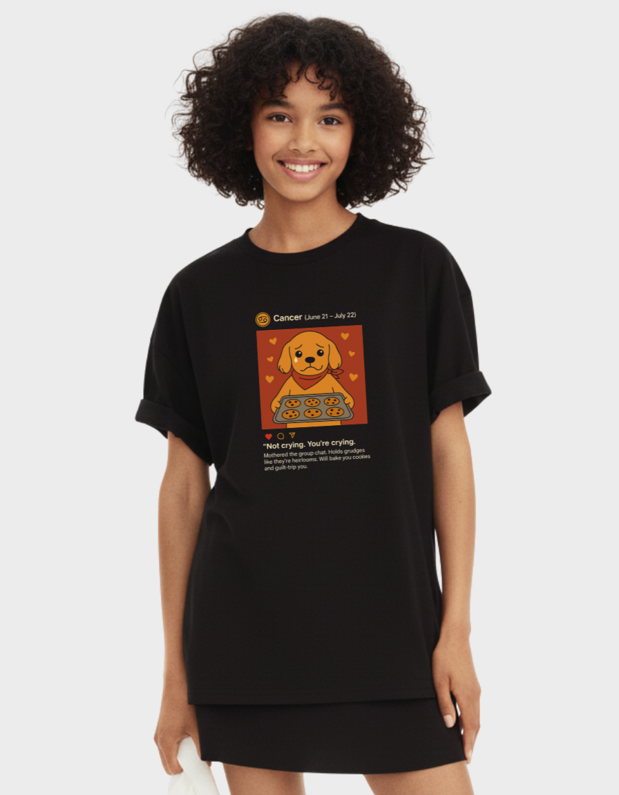Cancer Mood Unisex Oversized T-Shirt – Zodiac Meme Tee