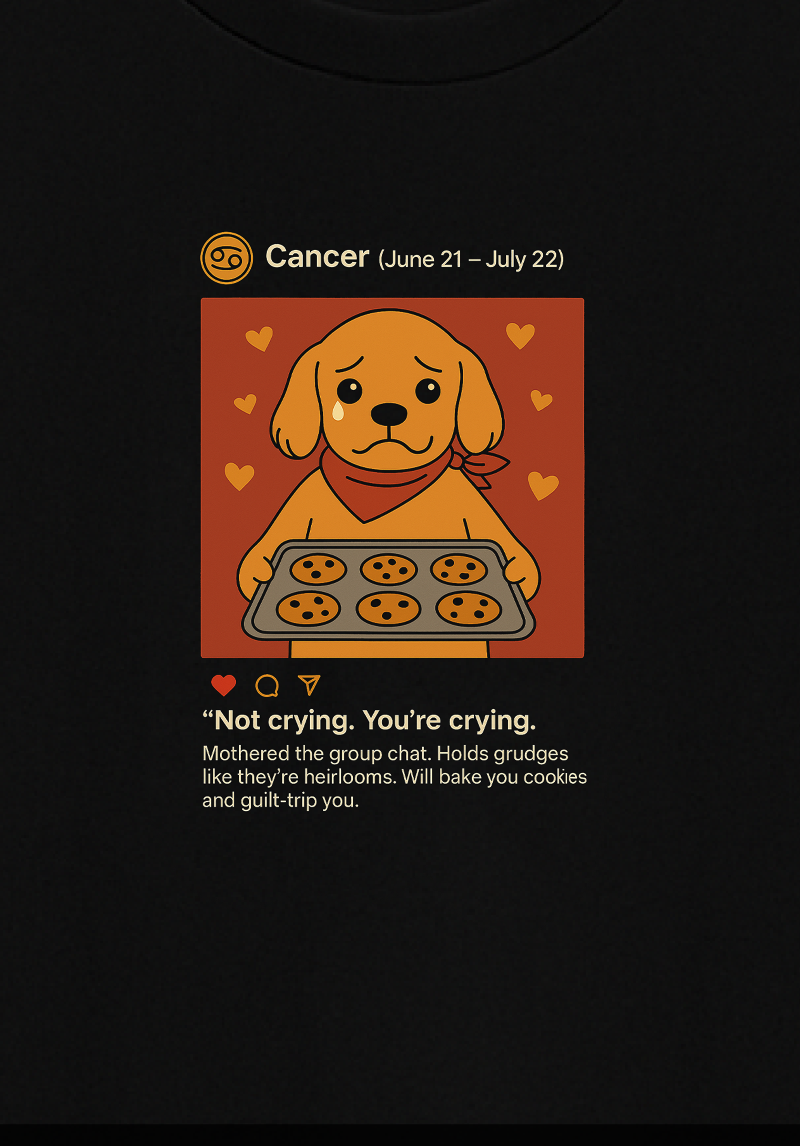 Cancer Mood Unisex Oversized T-Shirt – Zodiac Meme Tee