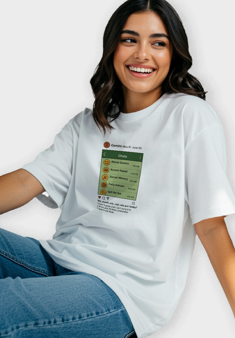 Gemini Group Chat Unisex Oversized T-Shirt