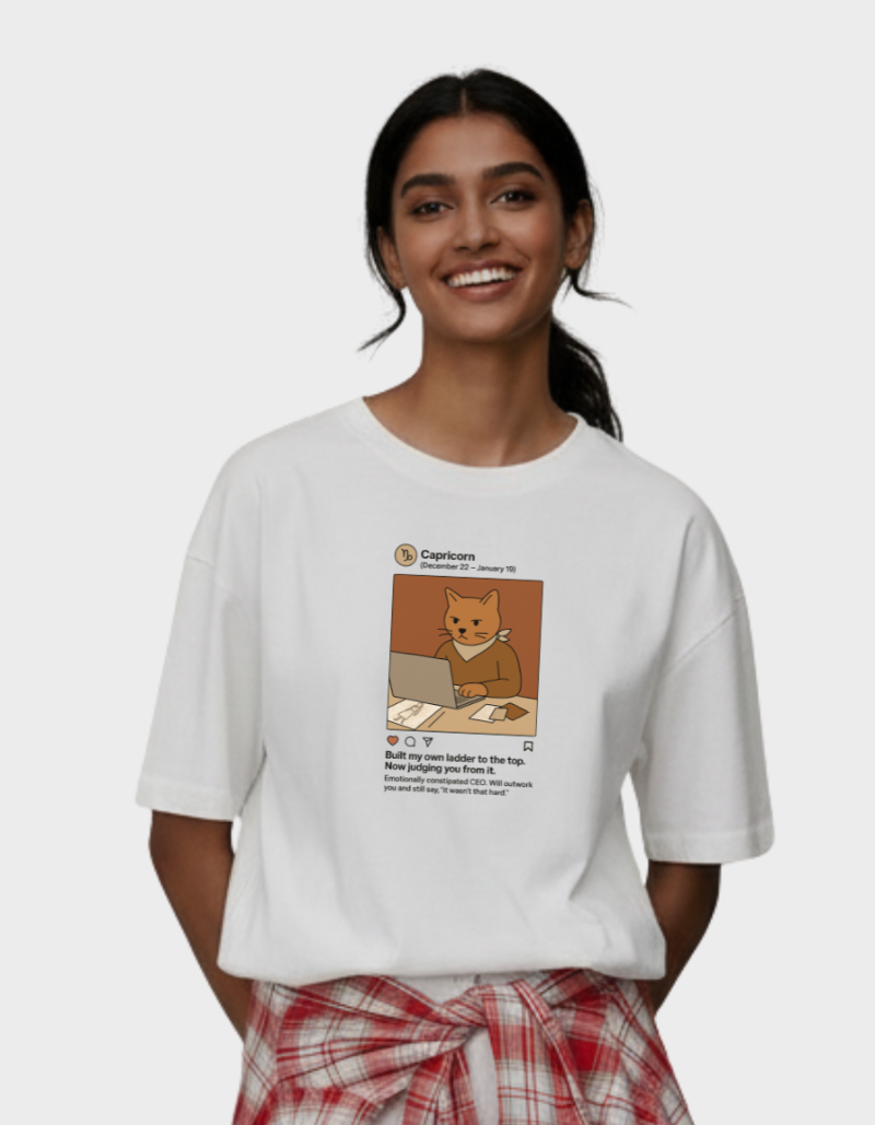 Capricorn Meme Unisex Oversized T-Shirt