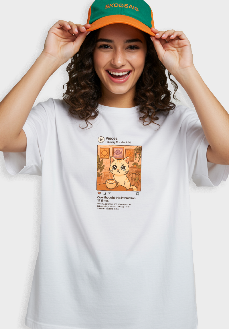 Pisces Meme Unisex Oversized T-Shirt