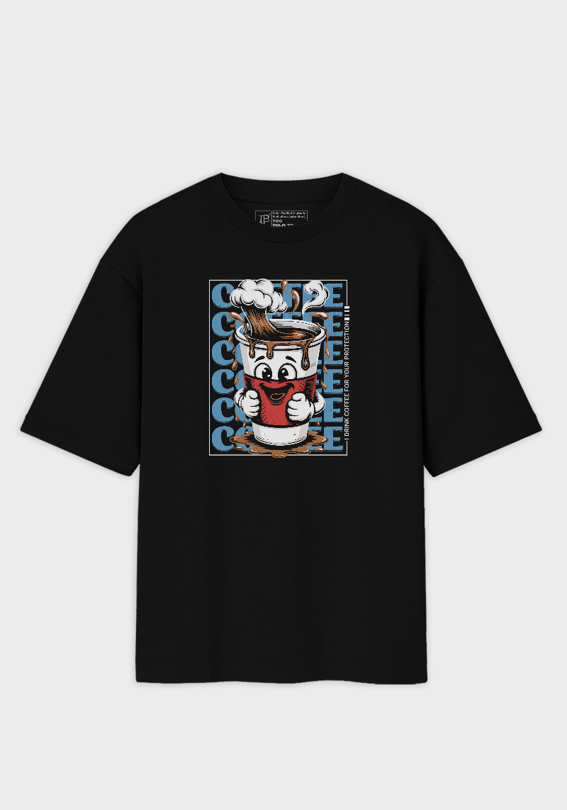 Funny Caffeine Alert Graphic- Unisex Oversized T-Shirt