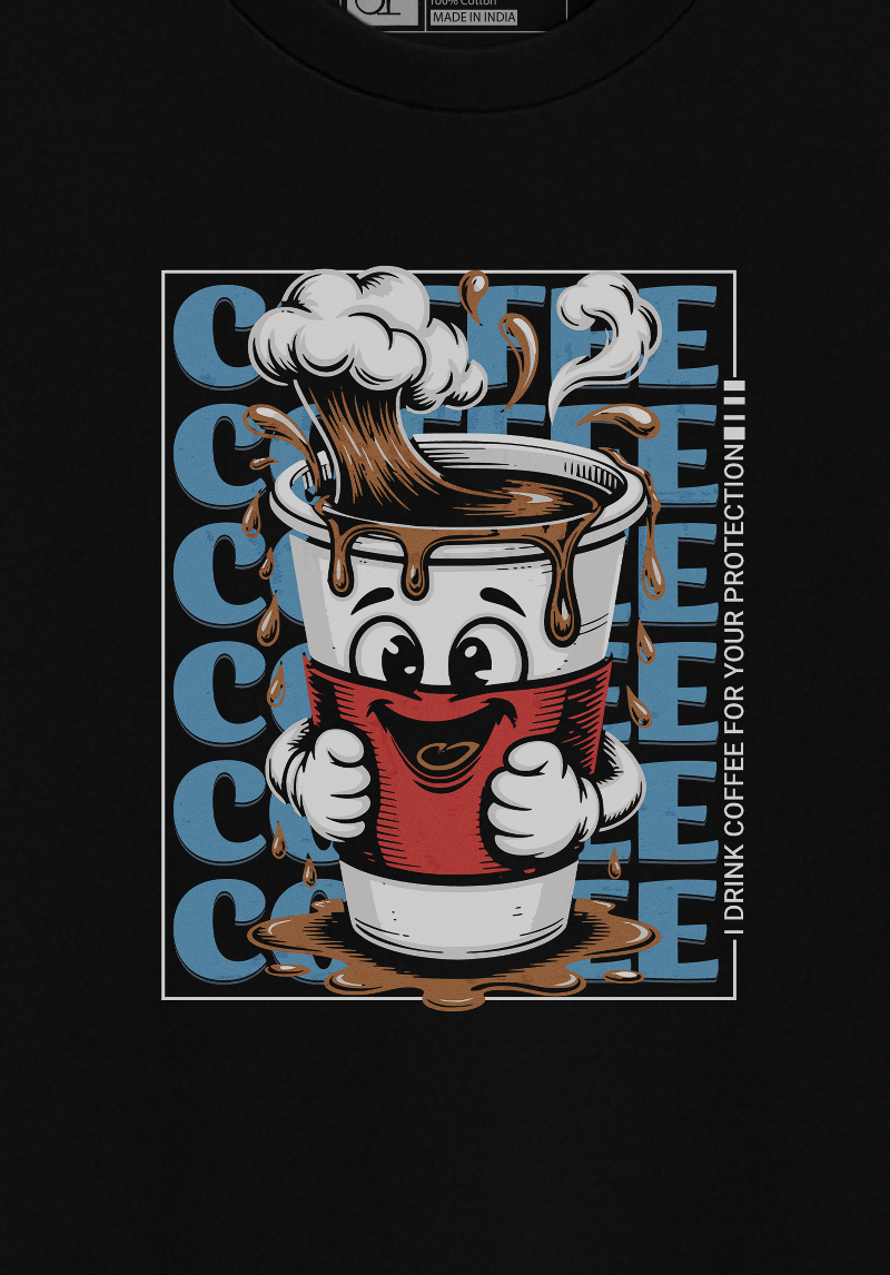 Funny Caffeine Alert Graphic- Unisex Oversized T-Shirt