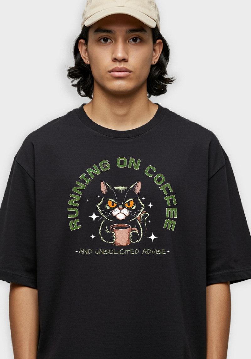 Grumpy Cat Coffee Unisex Oversized T-Shirt