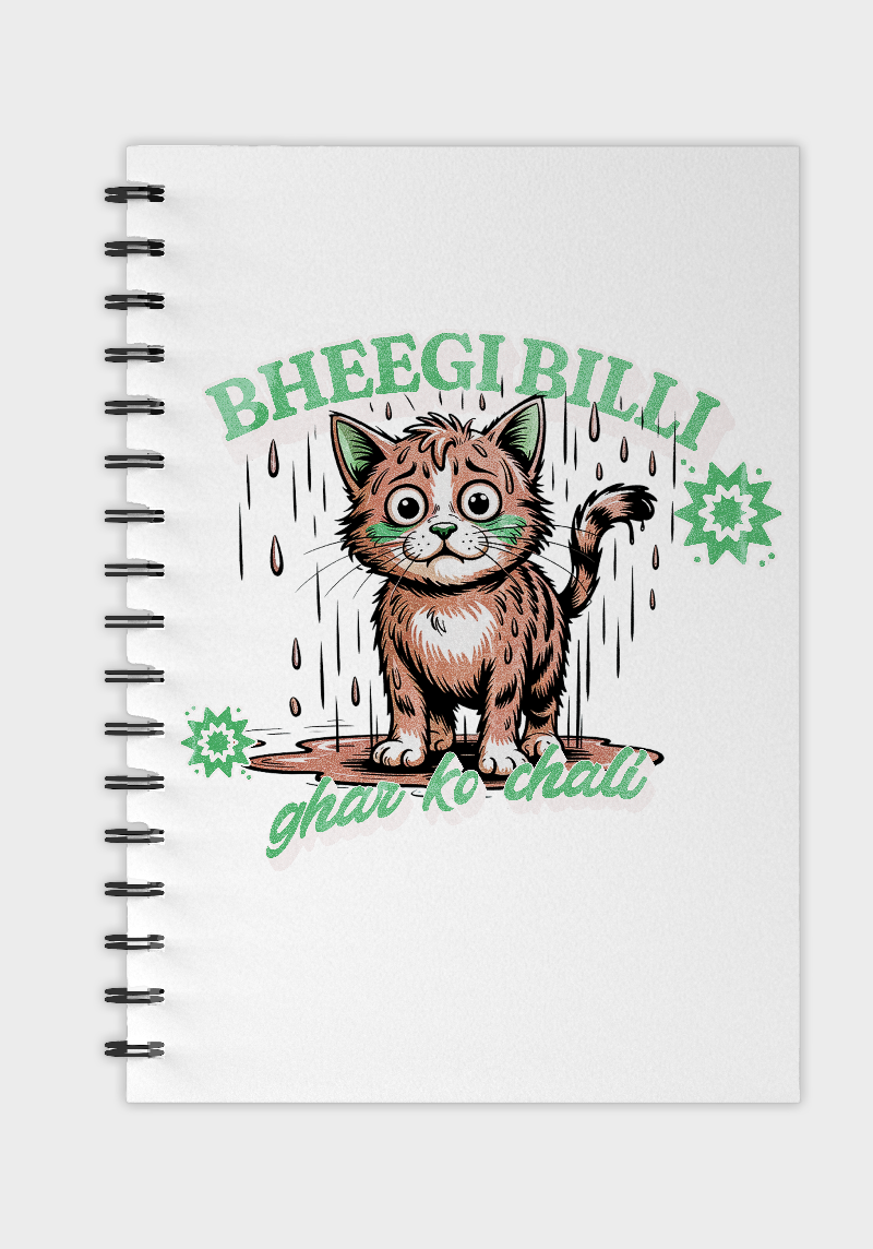 Desi Cat Single line ruled A5 Notepad