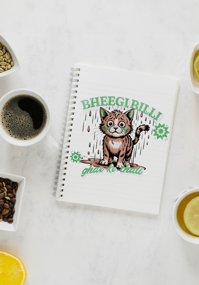 Desi Cat Single line ruled A5 Notepad