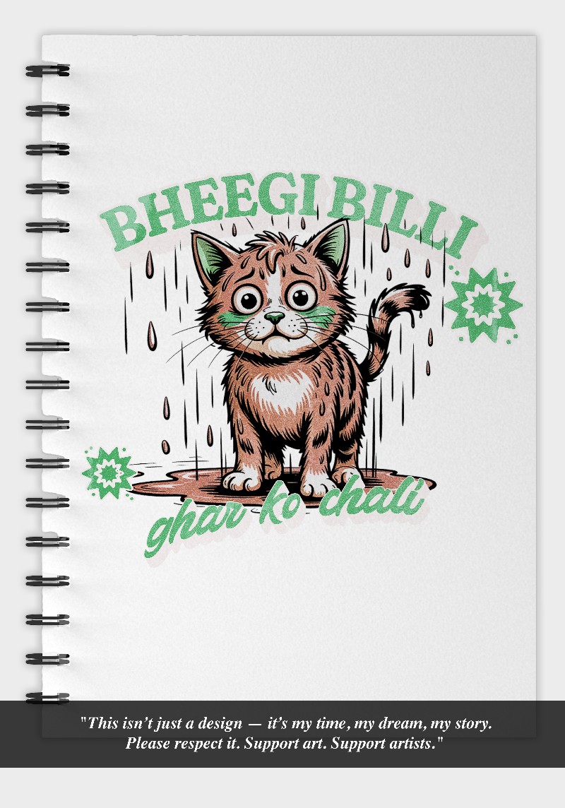 Desi Cat Single line ruled A5 Notepad