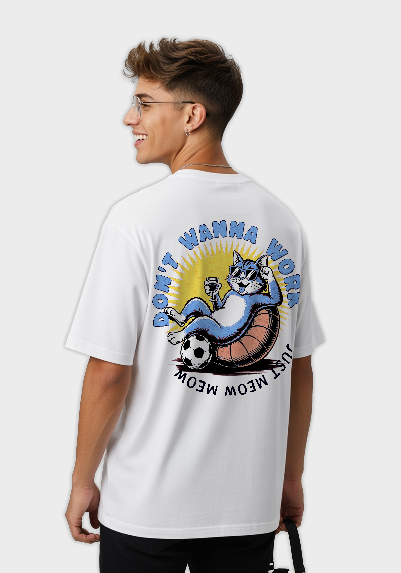 Chill Cat Graphic “Just Meow Meow”  -Unisex Oversized T-Shirt
