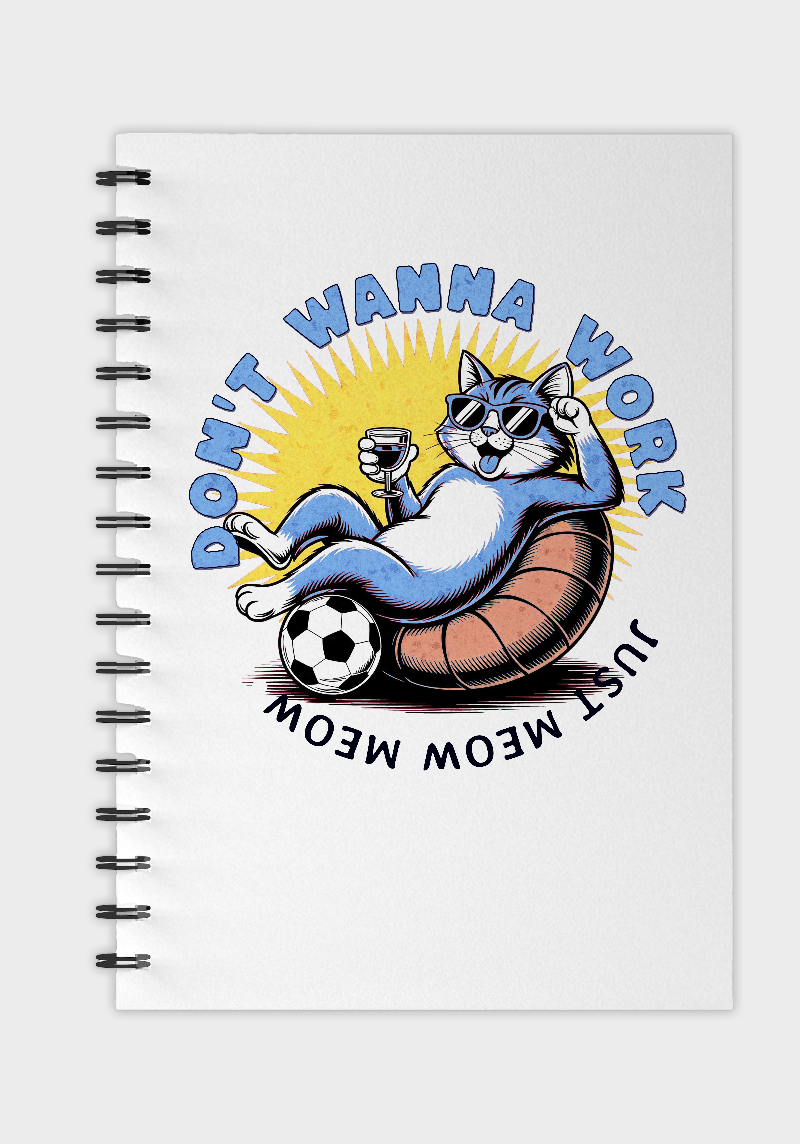 Lazy Cat Vibes Single line ruled A5 Notepad