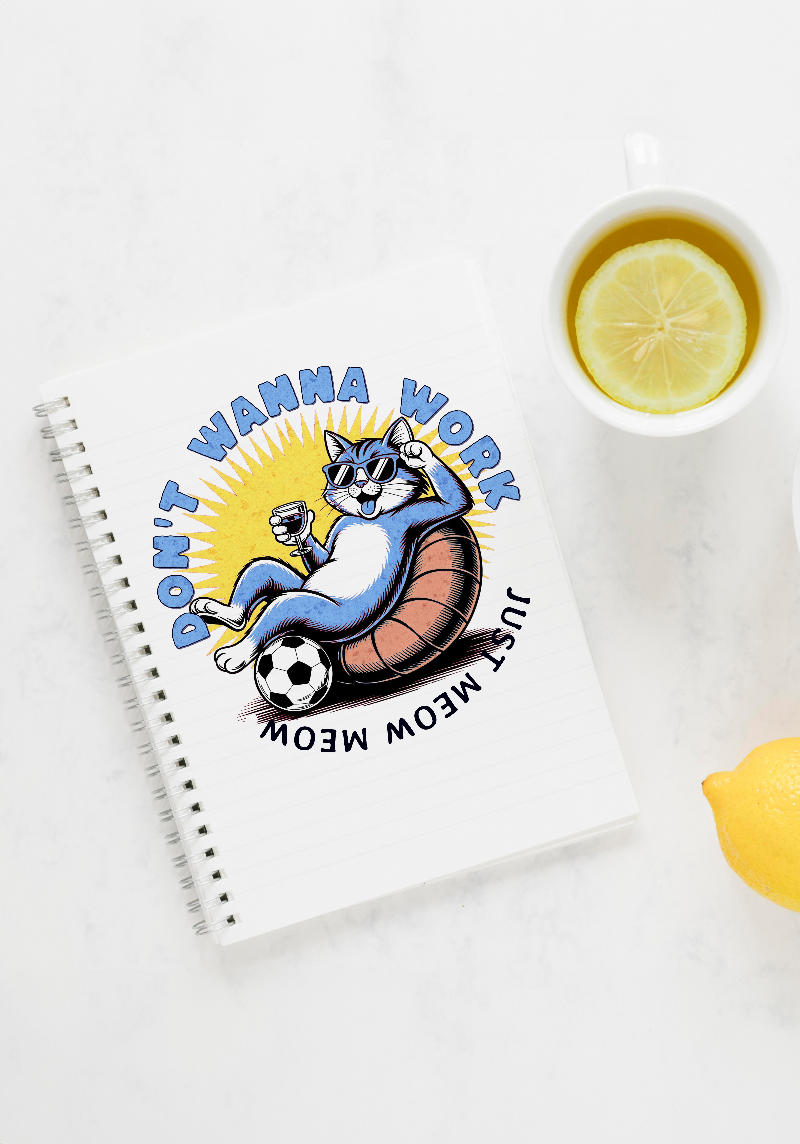 Lazy Cat Vibes Single line ruled A5 Notepad