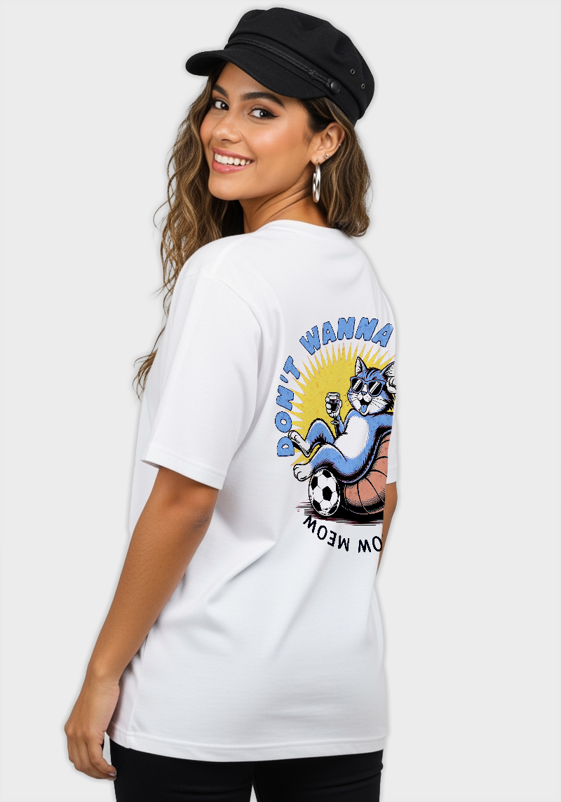 Chill Cat Graphic “Just Meow Meow”  -Unisex Oversized T-Shirt