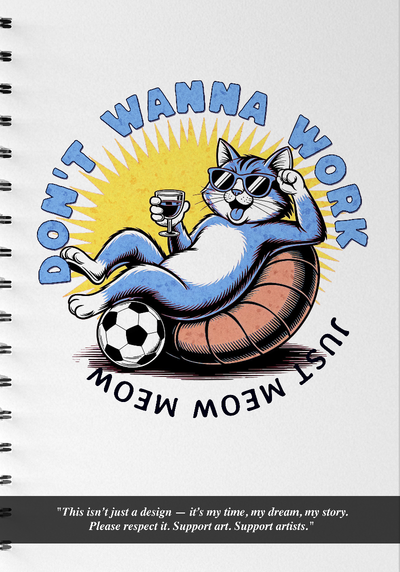 Lazy Cat Vibes Single line ruled A5 Notepad