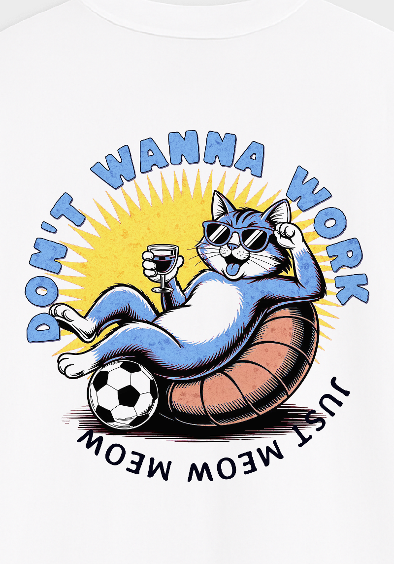 Chill Cat Graphic “Just Meow Meow”  -Unisex Oversized T-Shirt