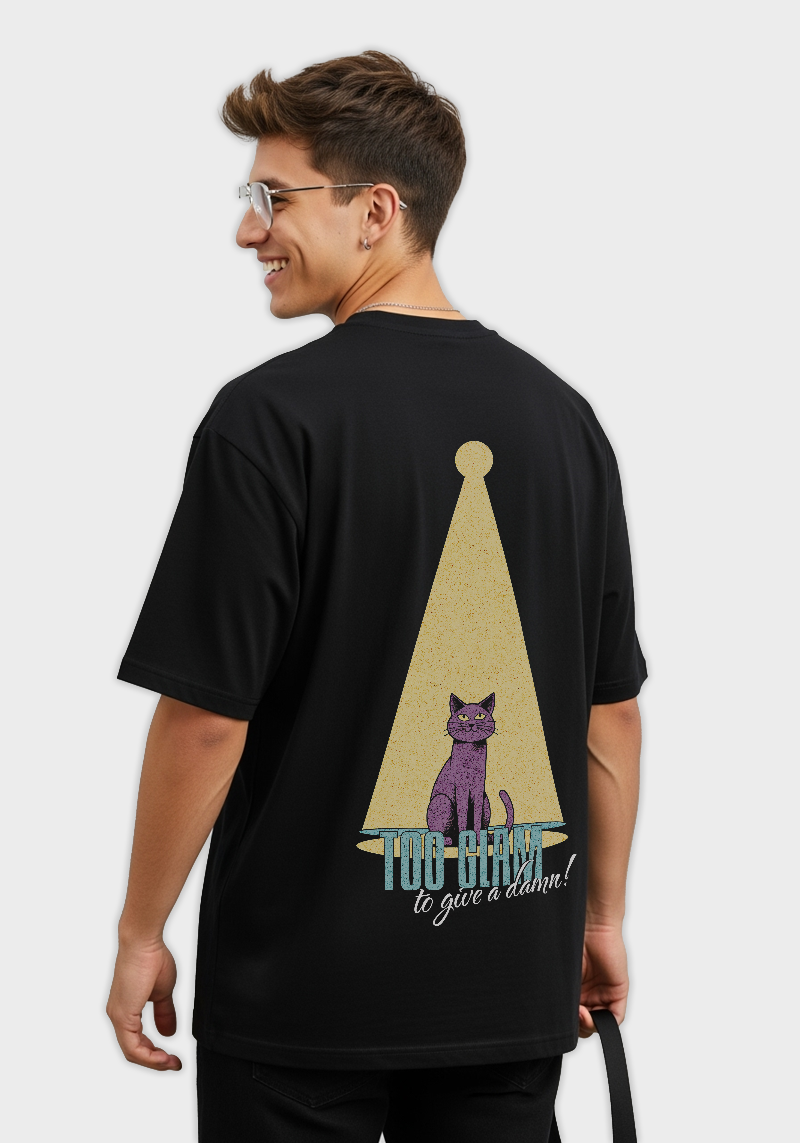 Sassy Cat Spotlight Graphic -Unisex Oversized T-Shirt