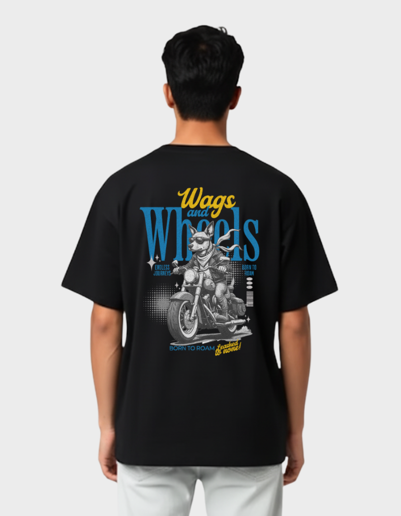 Biker Dog “Born to Roam” Graphic -Unisex Oversized T-Shirt
