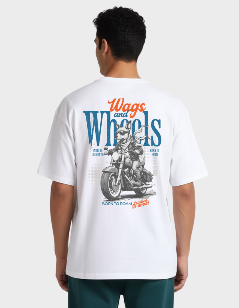 Biker Dog “Born to Roam” Graphic -Unisex Oversized T-Shirt