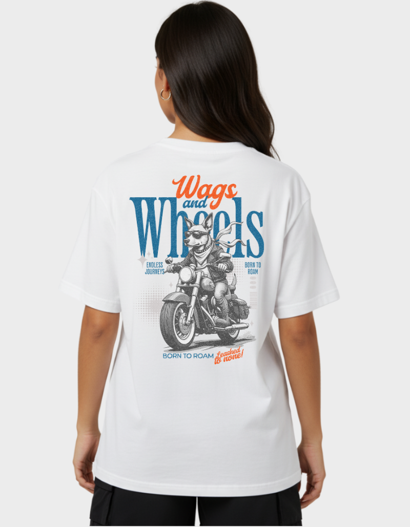 Biker Dog “Born to Roam” Graphic -Unisex Oversized T-Shirt