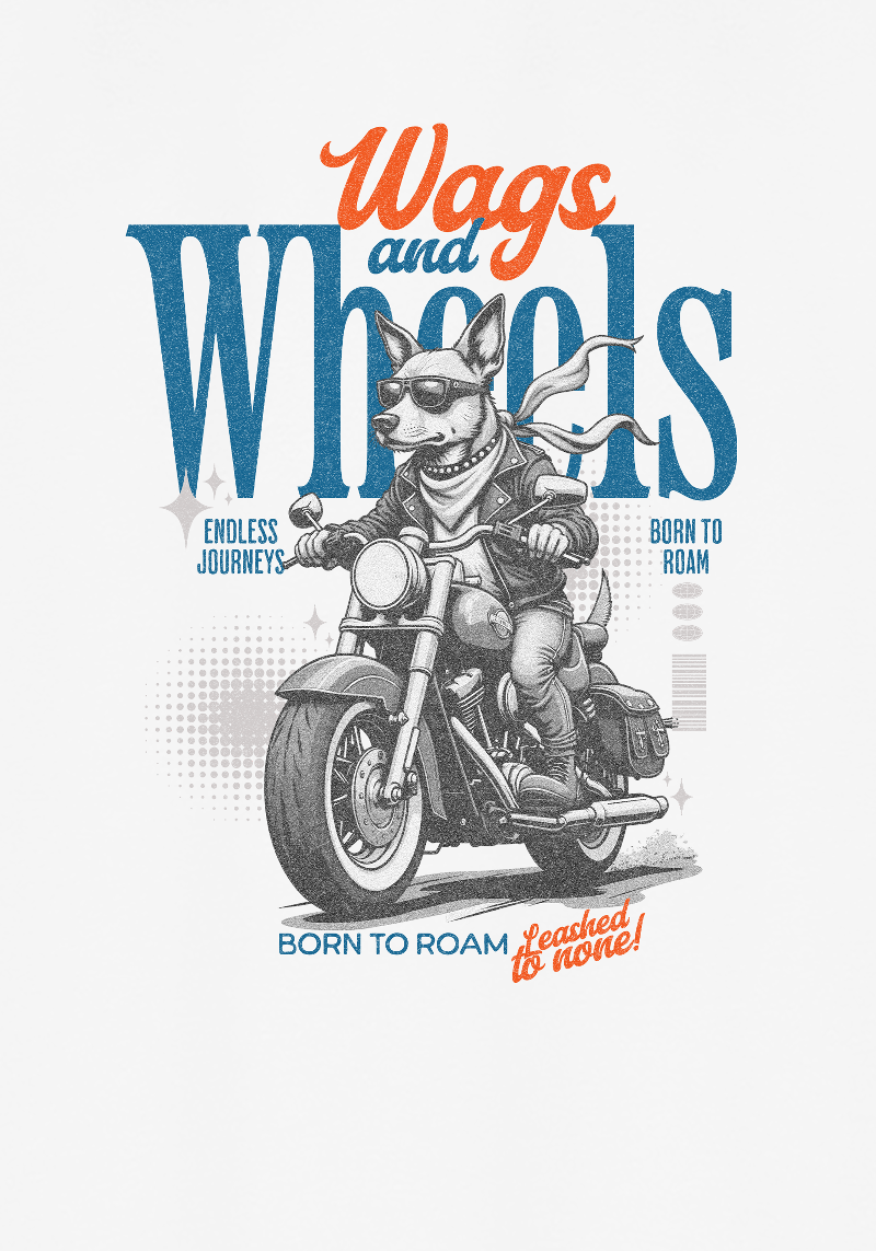 Biker Dog “Born to Roam” Graphic -Unisex Oversized T-Shirt