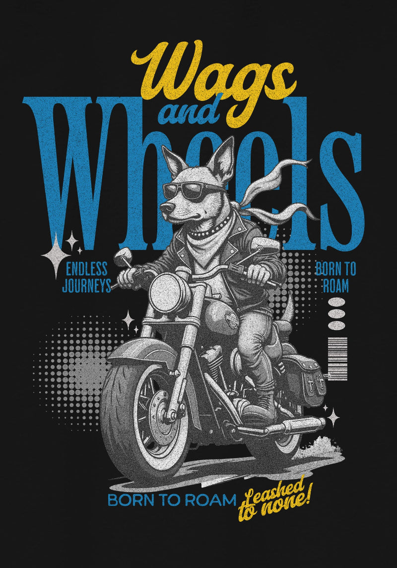 Biker Dog “Born to Roam” Graphic -Unisex Oversized T-Shirt