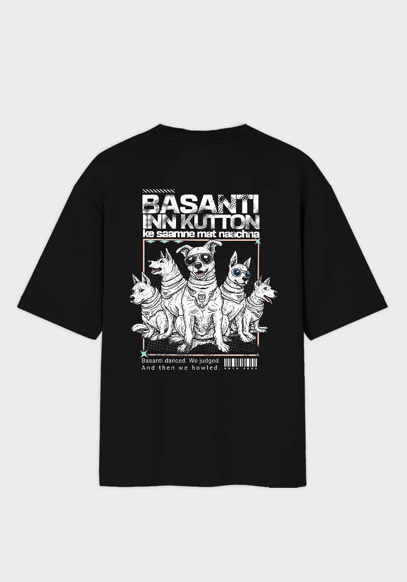 Funny Bollywood Dog Graphic-Unisex Oversized T-shirt