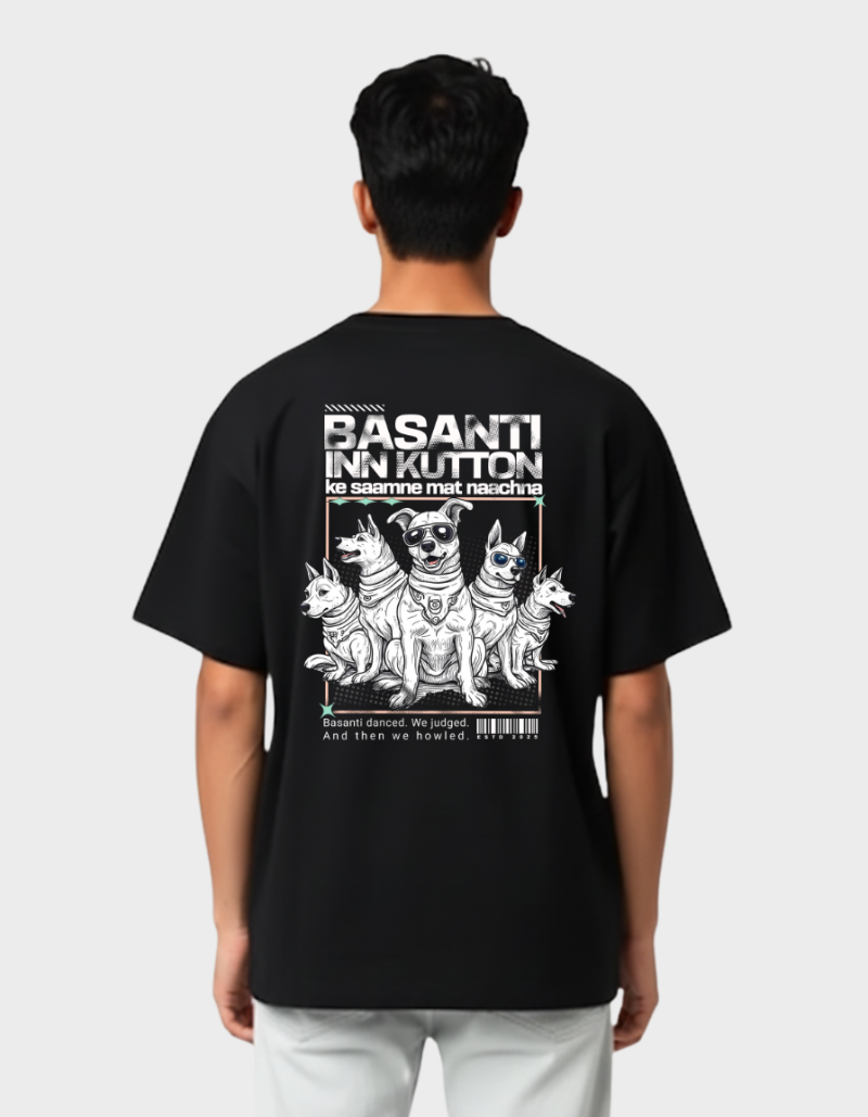 Funny Bollywood Dog Graphic-Unisex Oversized T-shirt