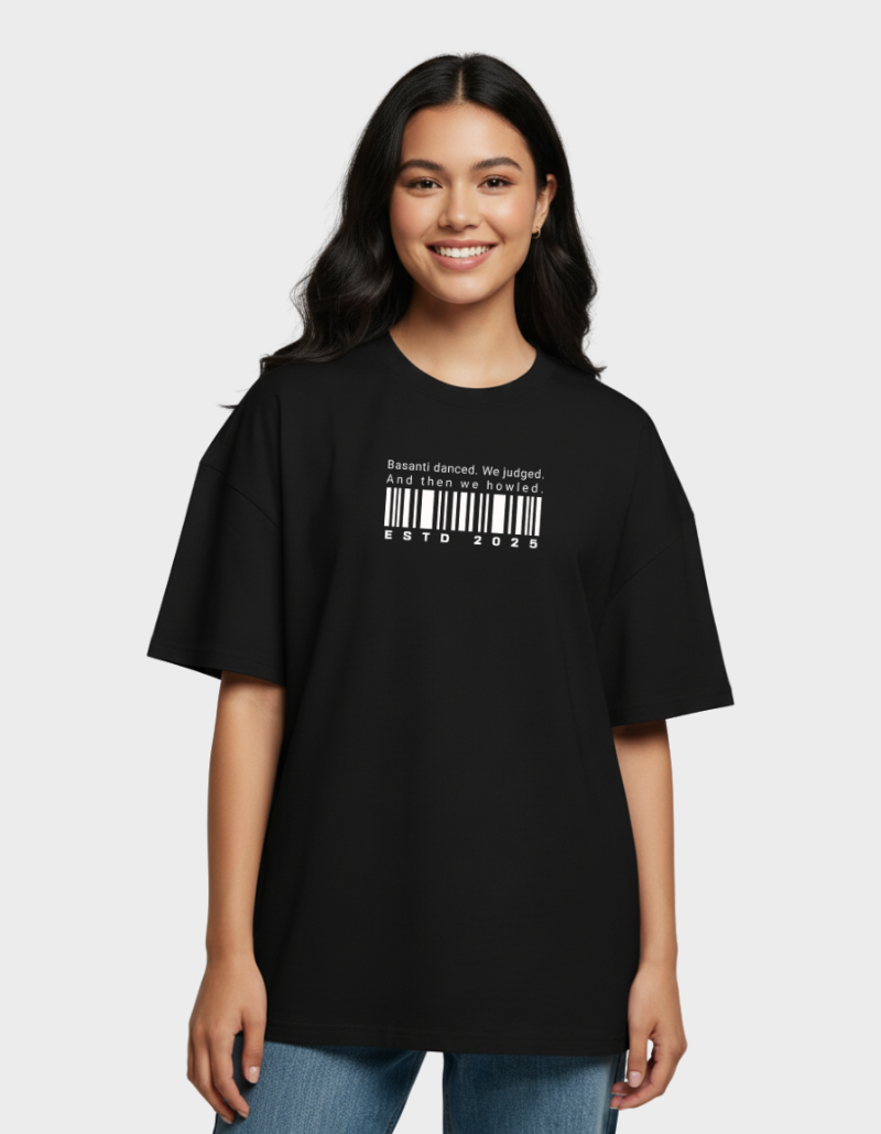 Funny Bollywood Dog Graphic-Unisex Oversized T-shirt