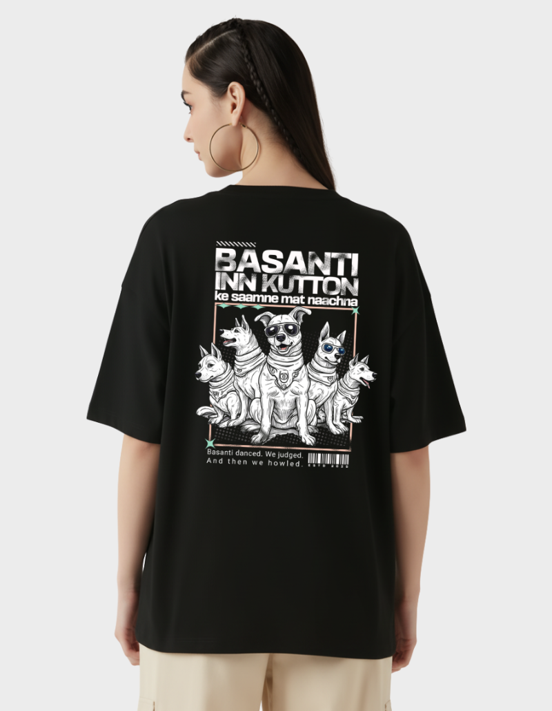 Funny Bollywood Dog Graphic-Unisex Oversized T-shirt