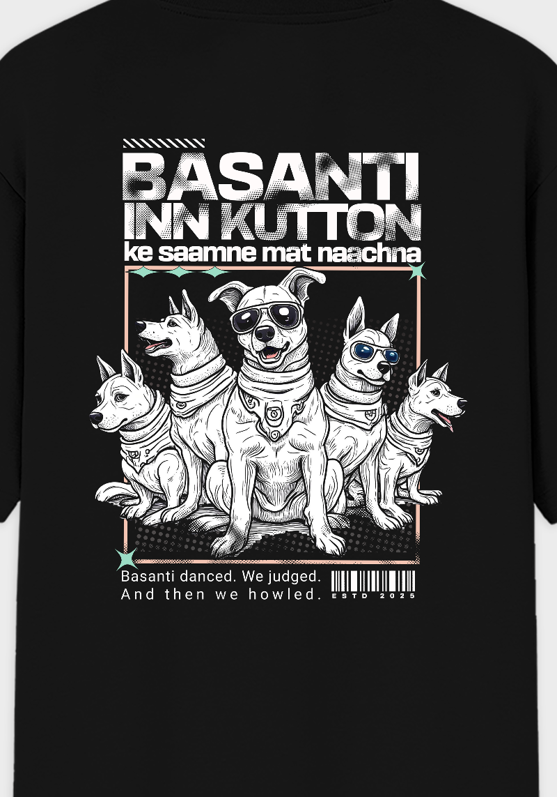 Funny Bollywood Dog Graphic-Unisex Oversized T-shirt