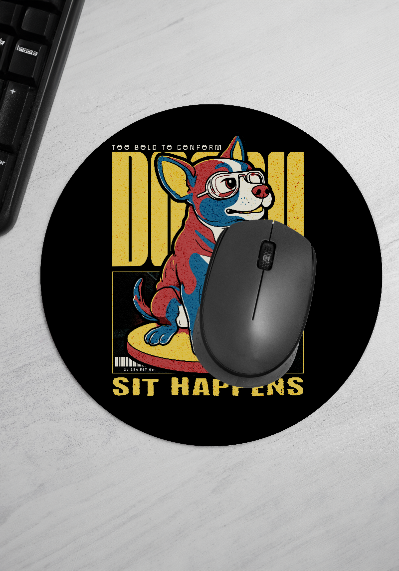 Sit Happens Funky Dog Mousepad