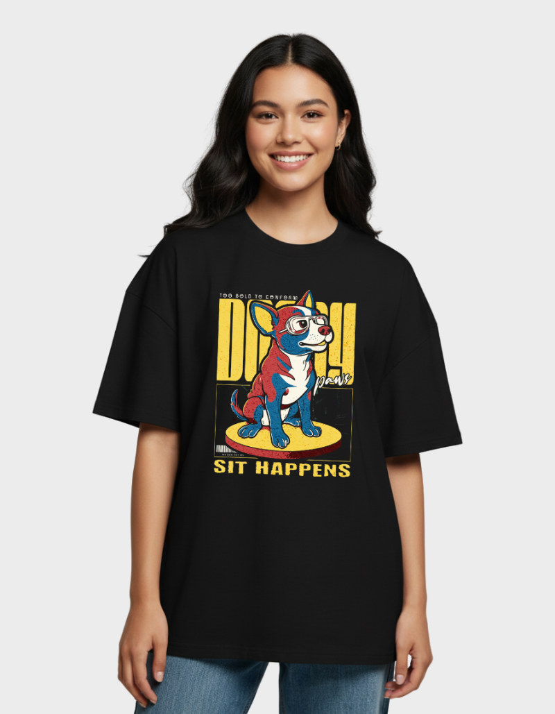 Bold Dog Graphic Tee for Rebels & Pet Lovers- Unisex Oversized T-Shirt