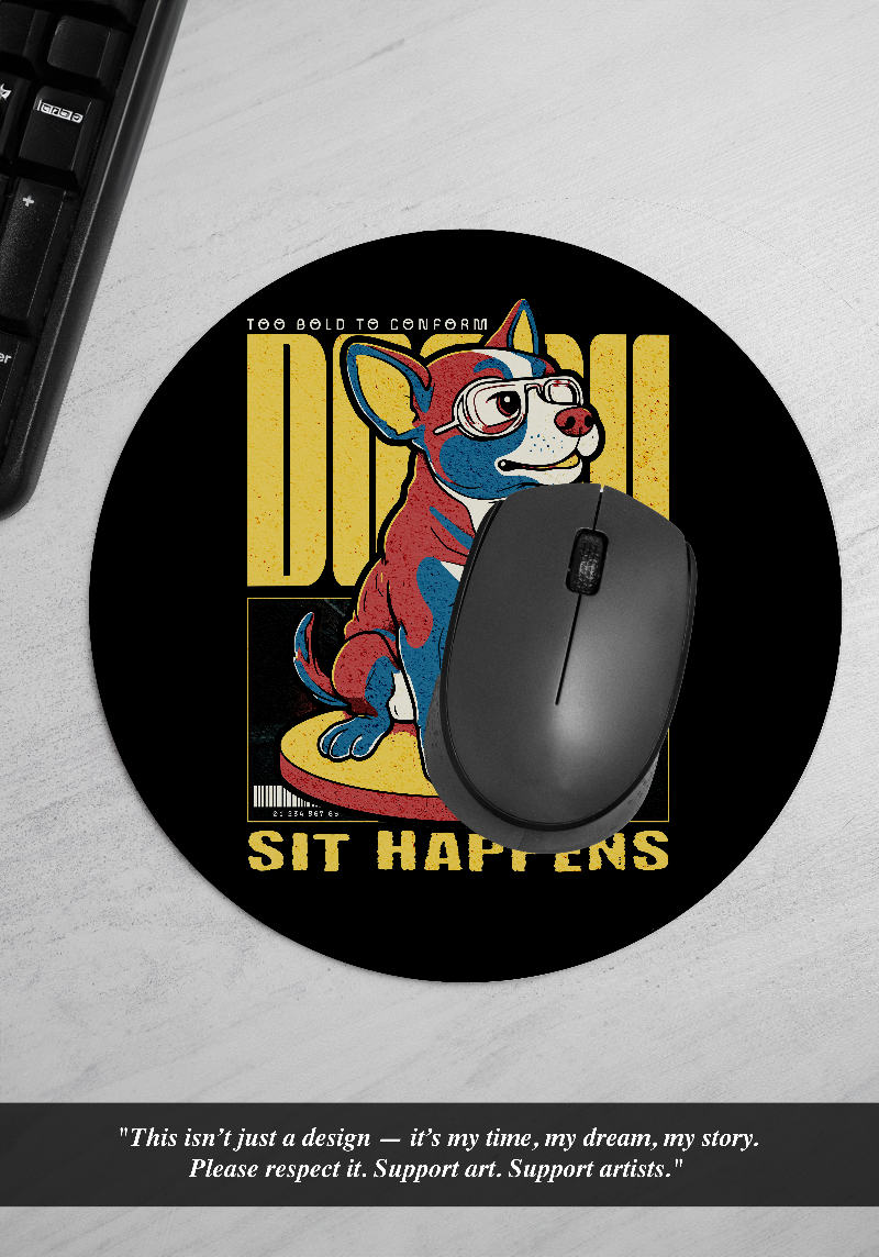 Sit Happens Funky Dog Mousepad