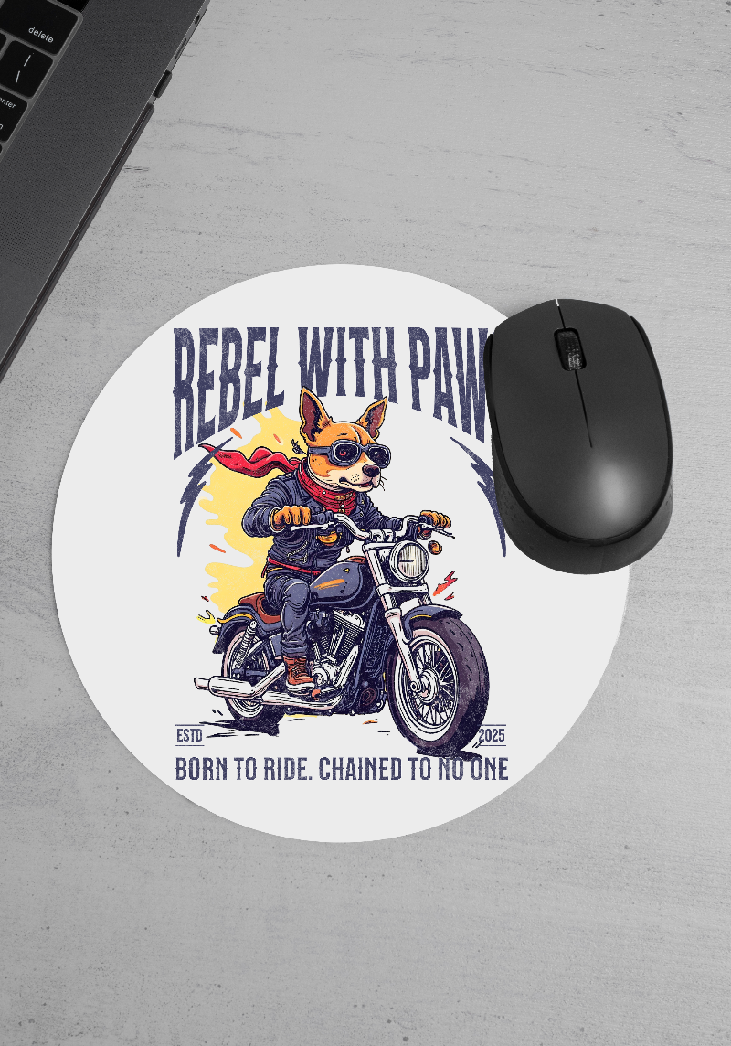 Rebel with Paws Motorcycle Dog Mousepad