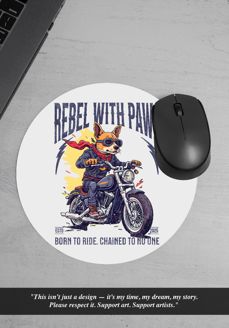 Rebel with Paws Motorcycle Dog Mousepad