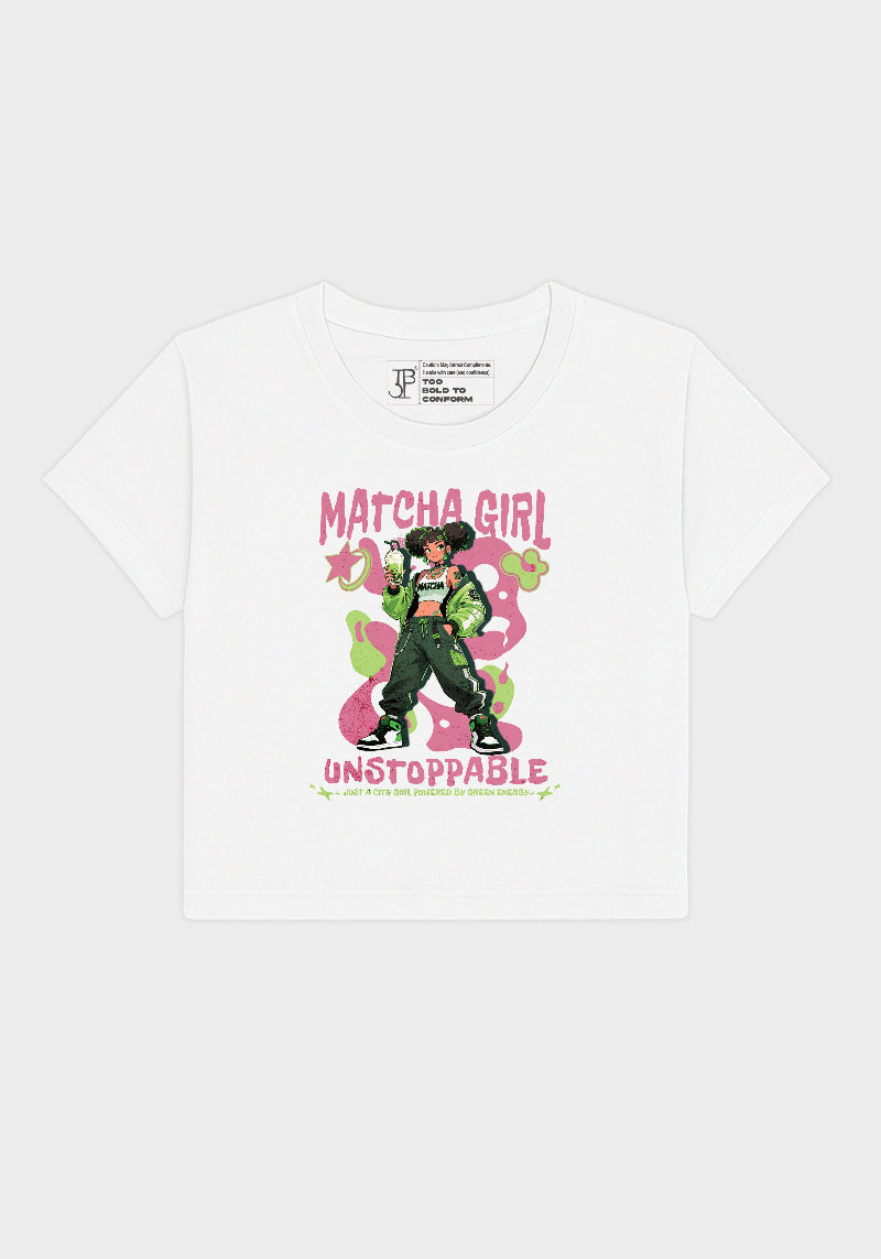 Matcha Girl Unstoppable Crop Top – Trendy Anime-Inspired Graphic Tee