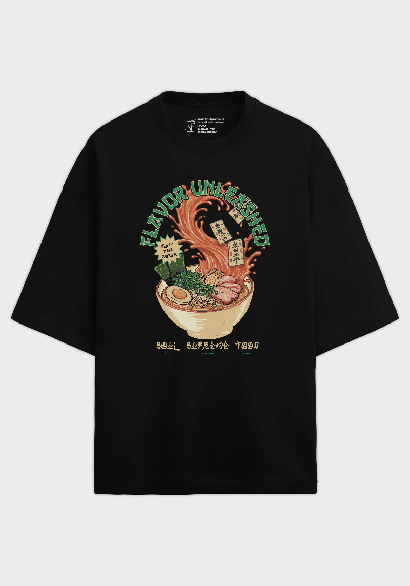 Flavor Unleashed Ramen Graphic Unisex Oversized Terry T-shirt