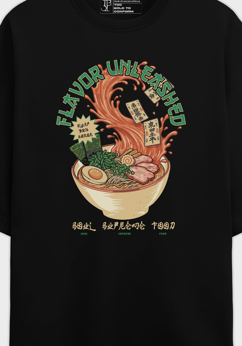 Flavor Unleashed Ramen Graphic Unisex Oversized Terry T-shirt