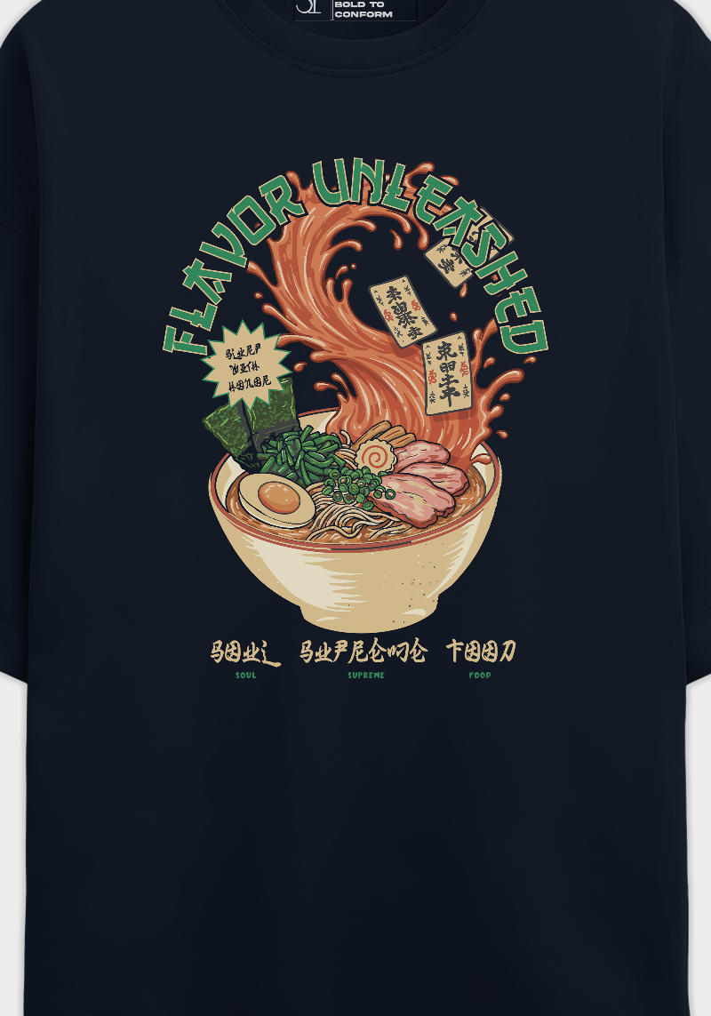 Flavor Unleashed Ramen Graphic Unisex Oversized Terry T-shirt