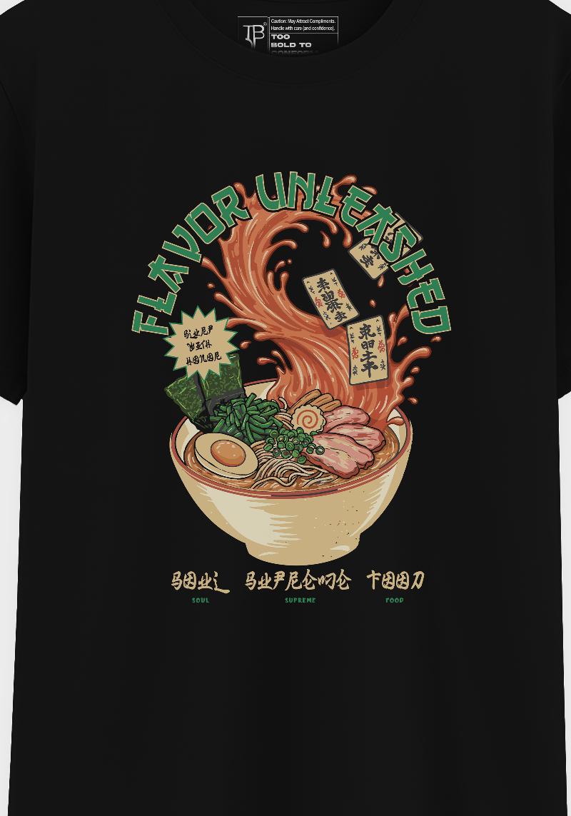 Flavor Unleashed Ramen Graphic T-Shirt – Japanese Food Art Tee