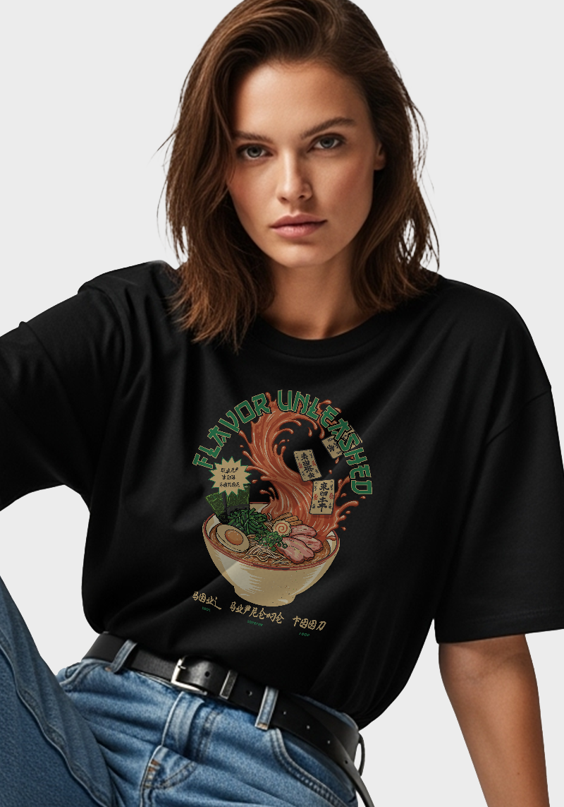 Flavor Unleashed Ramen Graphic Unisex Oversized Terry T-shirt