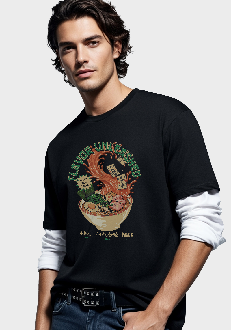 Flavor Unleashed Ramen Graphic Unisex Oversized Terry T-shirt