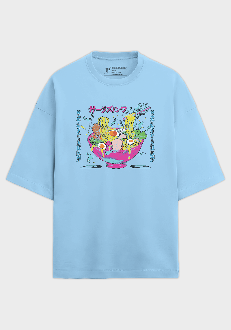 Japanese Ramen Bowl Graphic Unisex Oversized Terry T-Shirt