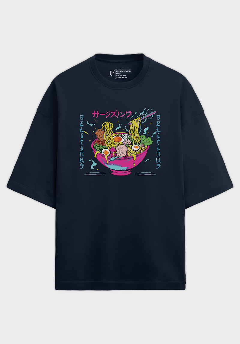 Japanese Ramen Bowl Graphic Unisex Oversized Terry T-Shirt