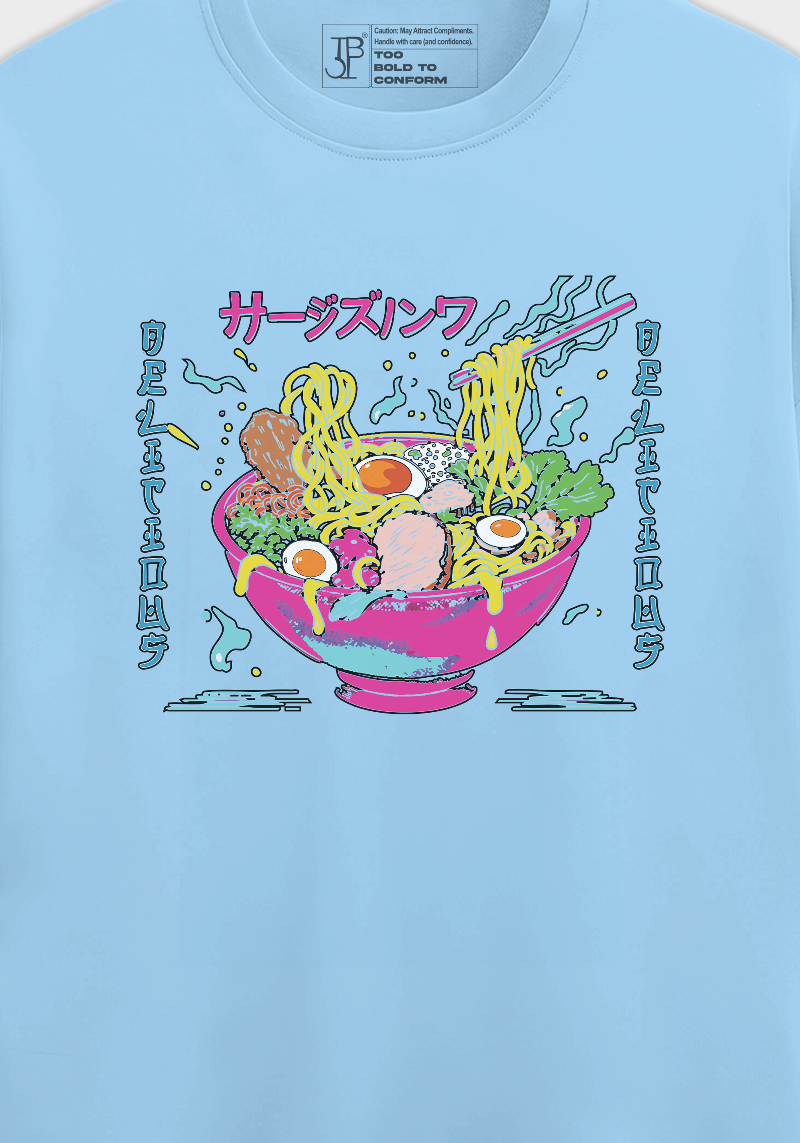 Japanese Ramen Bowl Graphic Unisex Oversized Terry T-Shirt