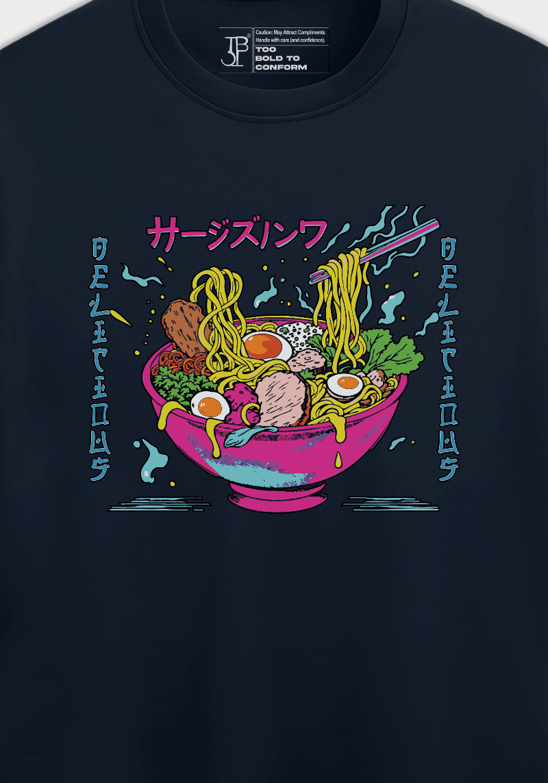 Japanese Ramen Bowl Graphic Unisex Oversized Terry T-Shirt