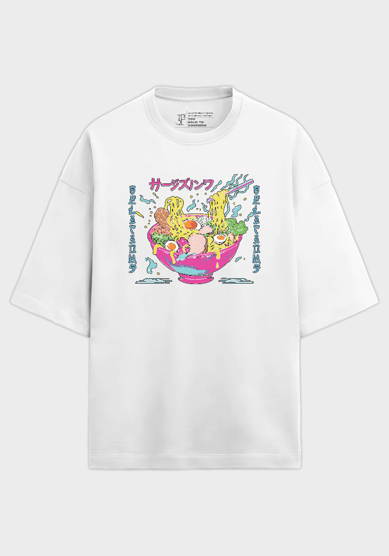 Japanese Ramen Bowl Graphic Unisex Oversized Terry T-Shirt