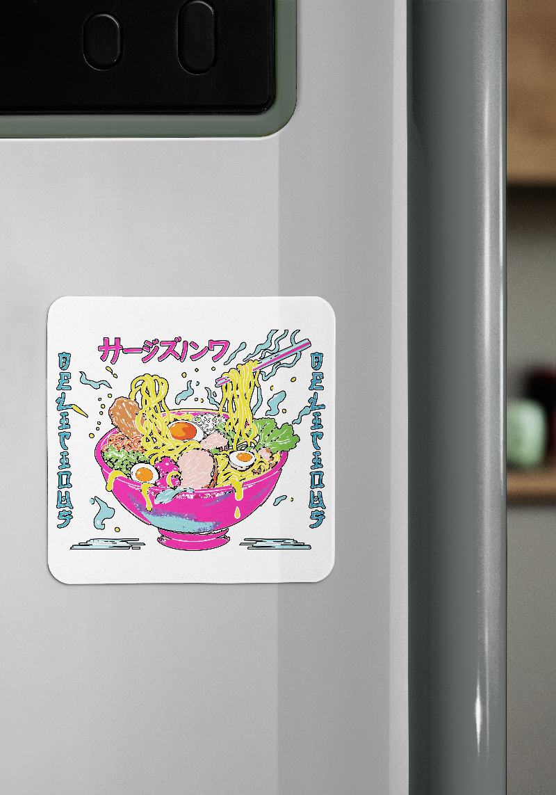 Japanese Ramen Bowl Fridge Magnet – Colorful Food Art Kitchen Decor