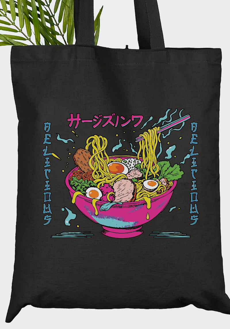 Japanese Ramen Bowl Tote Bag – Colorful Noodle Art