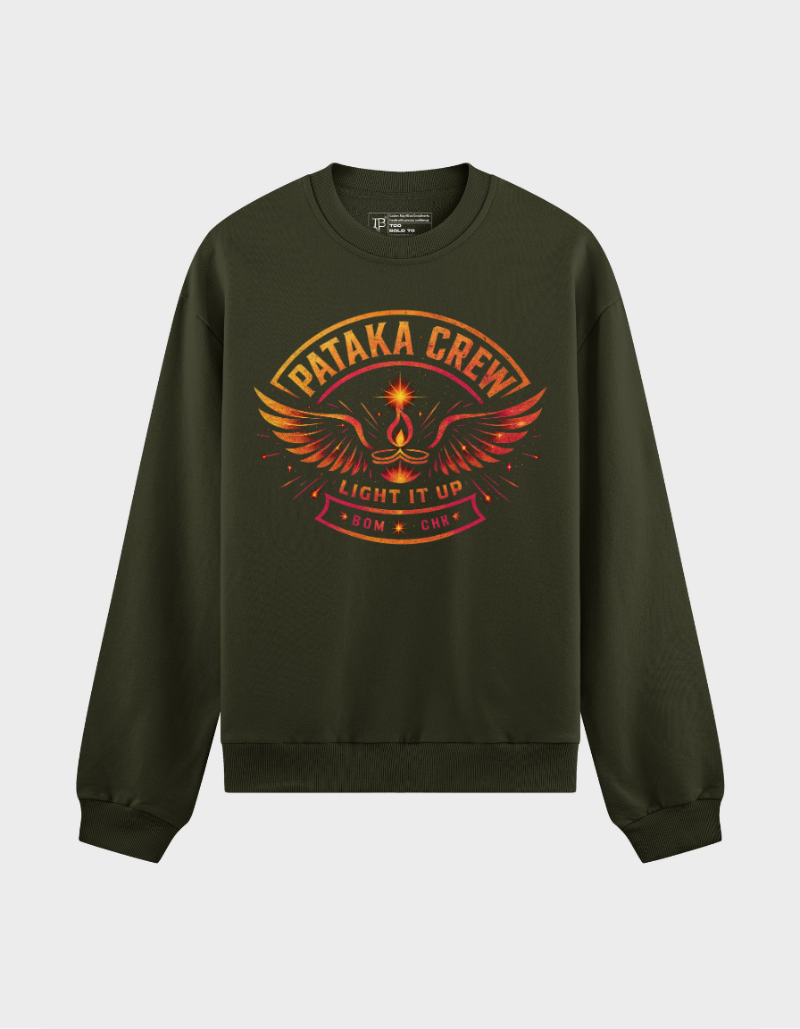 Pataka Crew Sweatshirt – Light It Up Graphic Black Sweatshirt