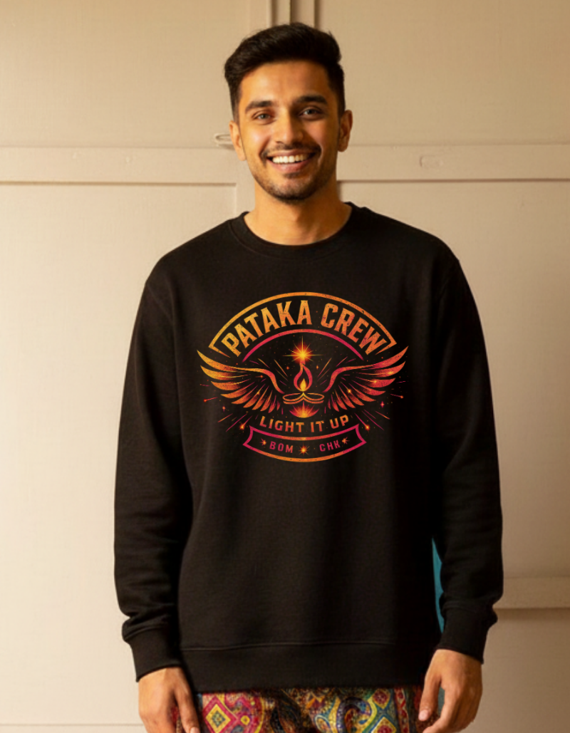 Pataka Crew Sweatshirt – Light It Up Graphic Black Sweatshirt